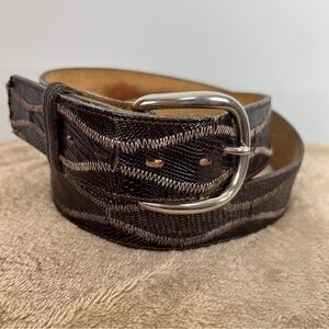 Justin Genuine Lizard Leather Western Belt Brown Size 40